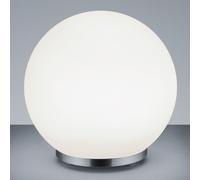 George - Lampe À Poser Verre Ronde, Télécommande blanc lavé, aluminium