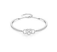 GEORGE · SMITH Bracelet Infini Zircon pour Femmes Filles, Bijoux Plaqué Argent Avec Cœur Infini Cadeaux pour Maman épouse, Fête des Mères Anniversaire Cadeaux Saint-Valentin (Or Blanc)