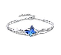 GEORGE · SMITH Bracelet papillon en argent pour femme Bracelets femme en cristal bleu pour maman, épouse, petite amie comme anniversaire, Saint Valentin, cadeau de Noël
