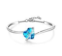GEORGE · SMITH❤️Histoire d'amour Bracelet Argent Femme Bracelet Réglable avec Bleu Rose Coeur Cristaux Anniversaire Cadeau de Noël pour Les Femmes Maman épouse