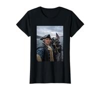 George Washington Delaware River Selfie Bataille de Trenton T-Shirt Graphique avec Valeur, Femme, Noir, M
