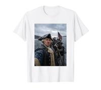 George Washington Delaware River Selfie Bataille de Trenton T-Shirt Graphique avec Valeur, Homme, Blanc, M