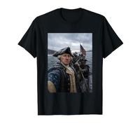 George Washington Delaware River Selfie Bataille de Trenton T-Shirt Graphique avec Valeur, Homme, Noir, S