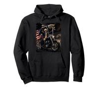 George Washington en Moto avec Drapeau Aigle Sweat à Capuche