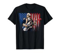 George Washington Playing Guitar American Flag Patriotic T-Shirt Graphique avec Valeur