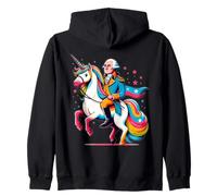 George Washington Riding A Unicorn Rainbow Graphic Colorful Graphic Sweat à Capuche