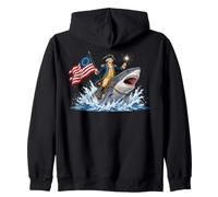 George Washington Riding Shark Funny July 4th American Flag Sweat à Capuche