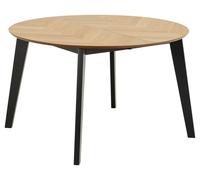 Georgetown table à manger Ø120/198 cm dont 2 assiettes supplémentaires, os de hareng, chêneReproduction.