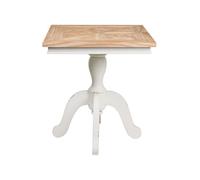 GEORGETTE - SQUARE TABLE WITH NATURAL TOP AND WHITE VINTAGE LEGS