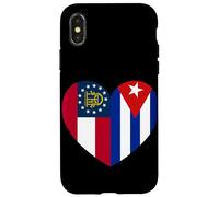 Georgia and Cuba Flags: Heart Shaped Unity Coque pour iPhone X/XS