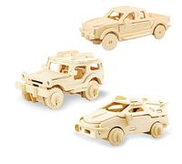 Georgie Porgy Kits de Construction en Bois Puzzle en Bois 3D Scie Sauteuse Maquettes en Bois pour Les Enfants Jouet Lot de 3 (Ramassage Jeep Auto)