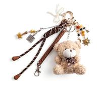 Georgie Porgy Porte-clés Accessoire pour sac à main Pendentif de sac à main Bag Charm Sac à dos d'école Sac de sport mignon Cadeau pour fille (Ours Soleil Bouteille à souhaits)