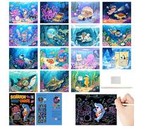 Georgie Porgy Scratch Art Kit pour Enfants Adulte Magic Rainbow Papier à gratter Scratch Paper Painting pour Noël Cadeau d'anniversaire (Aventure Sous-marine)