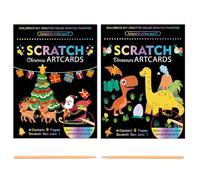 Georgie Porgy Scratch Art kit pour Enfants Magic Rainbow Papier à gratter Carnet de Pâques Cadeau d'anniversaire pour garçons et Filles (Dinosaure Noël)