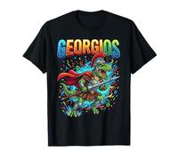 Georgios Nom Grec Jour Dinosaure Spartiate pour garçons T-Shirt
