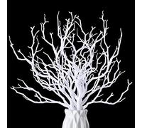 Geosar Lot de 10 Branches de Manzanita artificielles en Plastique en Forme de Bois de cerf - Petites Branches de Plantes décoratives pour décoration de Table de Mariage, fête prénatale - Blanc