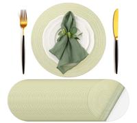 Geosar Lot de 100 sets de table ronds jetables en coton tissé aspect coton 33 cm pour décoration de table à manger, anniversaire, mariage, fête prénatale, banquet, thé (vert clair)