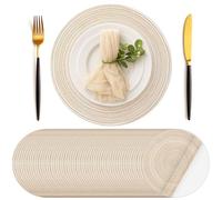Geosar Lot de 100 sets de table ronds jetables en coton tissé aspect coton 33 cm pour décoration de table à manger, anniversaire, mariage, fête prénatale, banquet, thé (beige)
