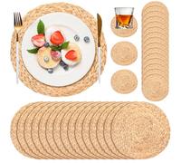 Geosar Lot de 200 sets de table et dessous de verre jetables en papier tissé pour extérieur et intérieur, décoration de table de salle à manger et d’anniversaire, style rustique