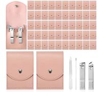Geosar Lot de 50 kits de manucure de voyage, coupe-ongles, pédicure, outils professionnels de soins des ongles en acier inoxydable avec étui de voyage portable, cadeaux pour la famille, les amis,