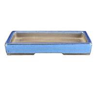 Geosism & Nature Soucoupe rectangulaire en grès émaillé Bleu pour bonsaï 16,5x9,5x1,5 cm - BJ16b