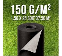 Geotextile 150 g/m2 sous gravier et gazon synthetique - rouleau 1,5 x 25 m, 37,5 m2