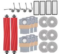 Geoviizon Accessoires de rechange pour robot aspirateur Roborock Qrevo Serie - QV 35A, QV 35S, QR 598, QR 798, 2 brosses principales, 4 brosses latérales, 4 filtres HEPA, 6 chiffons de nettoyage, 6