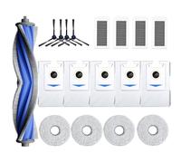 Geoviizon Lot de 18 pièces de rechange compatibles avec ECOVACS X5 Omni (1 brosse principale, 4 brosses latérales, 4 filtres, 4 chiffons de nettoyage, 5 sacs à poussière) Kit d'accessoires