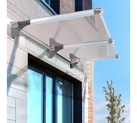 Geovne Auvent de Porte et Fenêtres,Abri Banne Entrée,Marquise Solaire Insonorisée,Toit Abri Contre la Pluie et UV,avec Support en Aluminium,40/65/80/100/120cm en Option (Clear,65x310cm/26 x122)