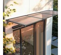 Geovne Auvent de Porte et Fenêtres,Toit Abri Contre la Pluie et UV,Couverture en Polycarbonate,Marquise Solaire Abri Insonorisé,Auvent de Patio,avec Support en Aluminium (100x280cm/39 x110)