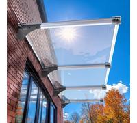 Geovne Marquise Solaire Abri d'Extérieur,Auvent de Porte en Polycarbonate Transparent,Marquise d'accueil de 5mm,Toit Abri Résistant Aux UV,avec Support en Aluminium (100x190cm/39 x75)