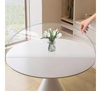 Geovne Nappe Transparente,Film de Protection de Table,Nappe Cristal Ronde,Nappe Protection Imperméable/Résistante à l'huile,Protège-Table de 1mm Epaisse,pour Bureau,Ordinateur (Dia.90cm/35in)