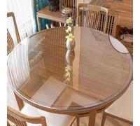 Geovne Nappe Transparente,Film de Protection de Table Ronde,Nappe Cristal,Protège-Table Imperméable/Résistant à l'huile,Nappe de Table de 3mm Epaisse,pour Fêtes et Camping (Dia.105cm/41in)