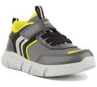 GEOX Aril Garçon Enfants Lanière Simple Décontracté Maille Baskets En Gris 1 -