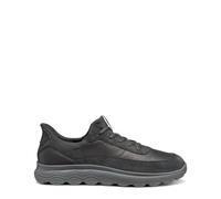 Geox Baskets Geox Spherica Plus, pour Homme, en Cuir Lisse, Noir, Noir, 42 EU
