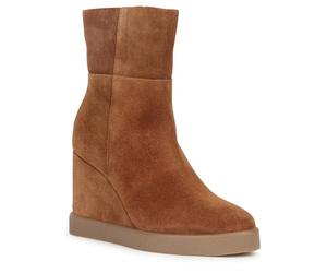 Geox Bottines compensées D Elidea pour Femme, Camel foncé, 2 UK