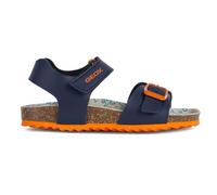 Geox Sandales garçon J Ghita B en cuir à scratch bleu marine/orange foncé Taille 27