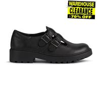 Geox Casey Junior Filles Chaussures D'École En Cuir À Boucle Noir