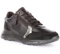 Geox D Alleniee B Femmes laçage côté fermeture éclair en cuir Baskets Noir - 4 Royaume-Uni - 37 EU - 7 US / Noir