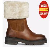 Geox D Iridea Bottes De Mode En Cuir Pour Femmes Avec Fourrure Marron