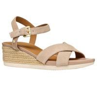 Geox D ISCHIA CORDA B, Sandale compensée femme, Dk Skin,