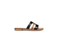 Geox Femme D Maddalusiac P Sandales Plates, Noir/Camel, 40 EU