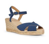 Geox - Espadrilles pour femmes "Gelsa Low", cuir nappa FS10750 (37 EU) (Bleu marine)