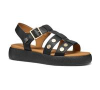 Geox Femme D CAMALEI E Sandale Plate, Black, 41 EU