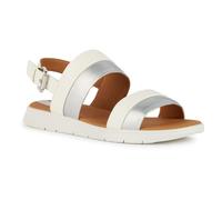 Geox Femme D Dandra A Sandales Claquettes, Blanc/Argent, 39 EU