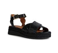 Geox Femme D Eolie Espadrilles Wedge Sandal, Noir, 39.5 EU