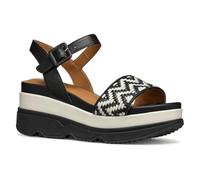 Geox Femme D Gardenia A Sandale compensée, Black/Papyrus, 38.5 EU