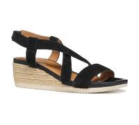 Geox Femme D ISCHIA Corda A Sandale compensée, Black, 36.5 EU