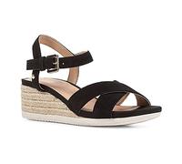 Geox Femme D ISCHIA Corda B Sandale compensée, Black, 37.5 EU