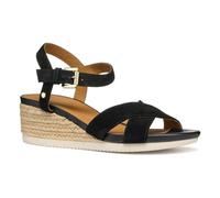 Geox Femme D Ischia Corda B Sandale compensée, Black, 38 EU